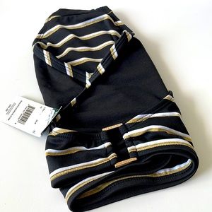 NWT (16) Ralph Lauren LAUREN tanga swim bottoms black gold metallic white stripe